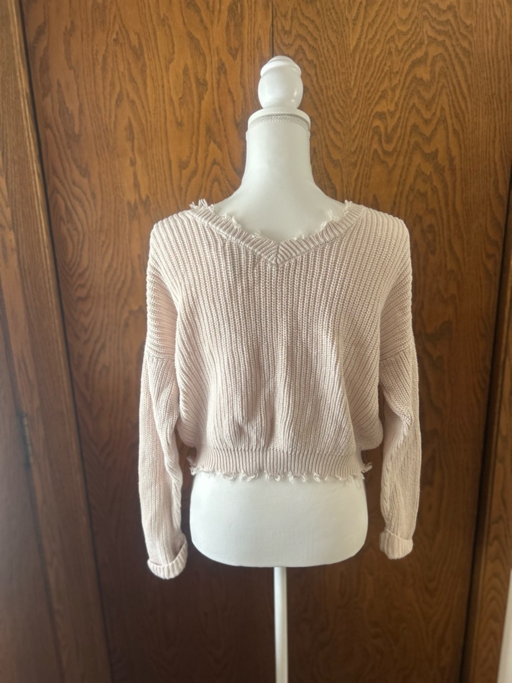 Jessica Simpson Frayed V-Neck Knit Sweater - Picture 2 of 4